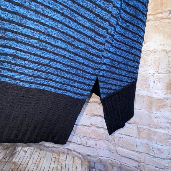 Exclusively Misook Blue Black Striped Knit Full Zip Cardigan Size 1X - Picture 5 of 7